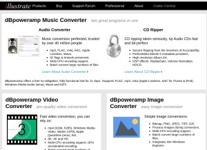 How dbpoweramp.com looks like on a tablet such as an iPad.