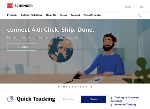 How dbschenker.com looks like on a tablet such as an iPad.