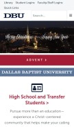 How dbu.edu looks like on a mobile device such as an iPhone.