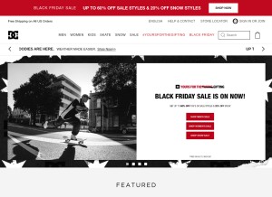 How dcshoes.com looks like on a tablet such as an iPad.