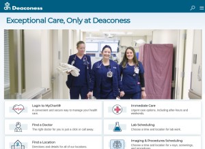 How deaconess.com looks like on a tablet such as an iPad.