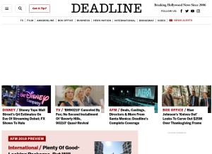 How deadline.com looks like on a tablet such as an iPad.