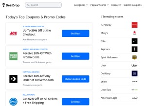 How dealdrop.com looks like on a tablet such as an iPad.