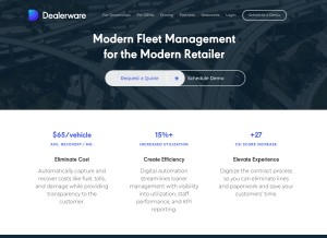 How dealerware.com looks like on a tablet such as an iPad.