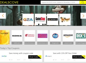 How dealscove.com looks like on a tablet such as an iPad.