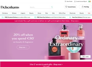How debenhams.ie looks like on a tablet such as an iPad.