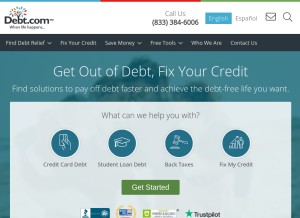 How debt.com looks like on a tablet such as an iPad.