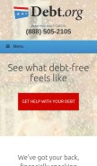 How debt.org looks like on a mobile device such as an iPhone.