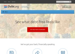 How debt.org looks like on a tablet such as an iPad.