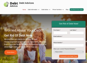 How debtadvices.co.uk looks like on a tablet such as an iPad.