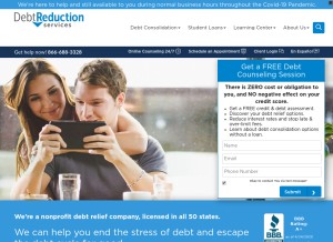 How debtreductionservices.org looks like on a tablet such as an iPad.