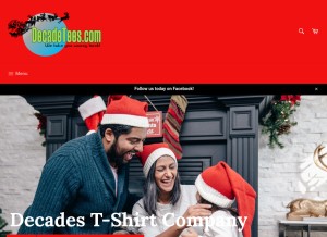 How decadetees.com looks like on a tablet such as an iPad.