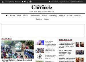 How deccanchronicle.com looks like on a tablet such as an iPad.
