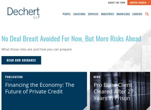 How dechert.com looks like on a tablet such as an iPad.