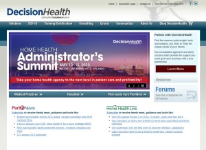 How decisionhealth.com looks like on a tablet such as an iPad.