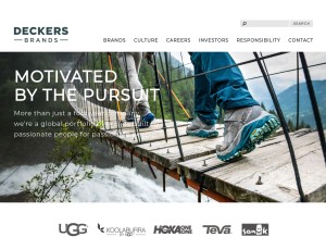 How deckers.com looks like on a tablet such as an iPad.