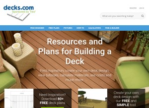 How decks.com looks like on a tablet such as an iPad.