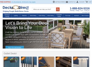 How decksdirect.com looks like on a tablet such as an iPad.