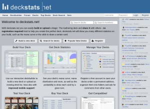 How deckstats.net looks like on a tablet such as an iPad.