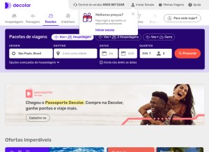 How decolar.com looks like on a tablet such as an iPad.