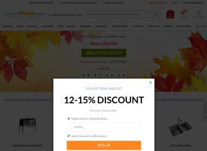 How decorplanet.com looks like on a tablet such as an iPad.