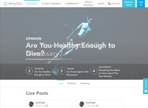 How deepblu.com looks like on a tablet such as an iPad.