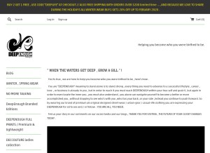 How deepenoughclothingco.com looks like on a tablet such as an iPad.
