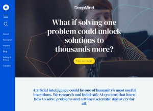How deepmind.com looks like on a tablet such as an iPad.