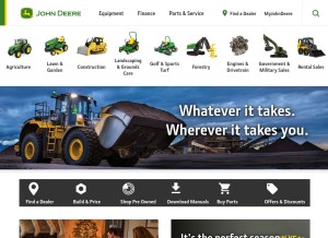 How deere.com looks like on a tablet such as an iPad.