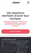 How deezer.com looks like on a mobile device such as an iPhone.