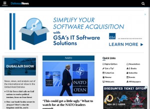 How defensenews.com looks like on a tablet such as an iPad.