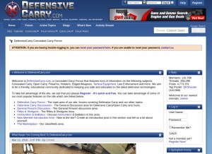How defensivecarry.com looks like on a tablet such as an iPad.