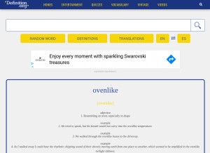 How definition.org looks like on a tablet such as an iPad.