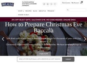 How delallo.com looks like on a tablet such as an iPad.