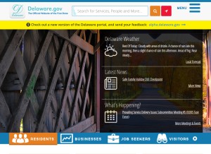 How delaware.gov looks like on a tablet such as an iPad.