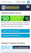 How delawareinc.com looks like on a mobile device such as an iPhone.