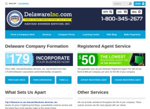 How delawareinc.com looks like on a tablet such as an iPad.