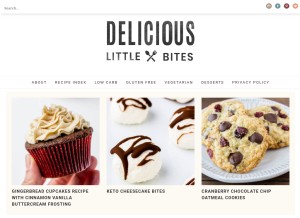 How deliciouslittlebites.com looks like on a tablet such as an iPad.