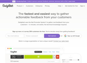 How delighted.com looks like on a tablet such as an iPad.
