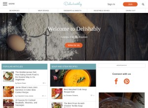 How delishably.com looks like on a tablet such as an iPad.