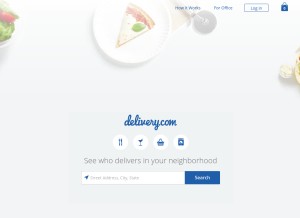 How delivery.com looks like on a tablet such as an iPad.