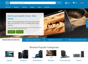 How dell.com looks like on a tablet such as an iPad.
