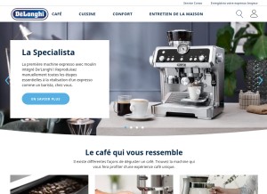 How delonghi.com looks like on a tablet such as an iPad.