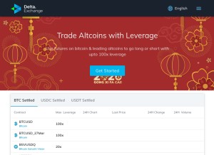 How delta.exchange looks like on a tablet such as an iPad.