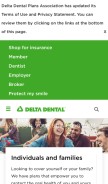 How deltadental.com looks like on a mobile device such as an iPhone.
