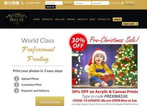 How deluxeart.com.au looks like on a tablet such as an iPad.