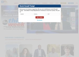 How democracyforamerica.com looks like on a tablet such as an iPad.