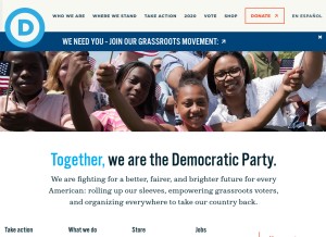How democrats.org looks like on a tablet such as an iPad.