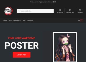 How demonslayerposter.com looks like on a tablet such as an iPad.