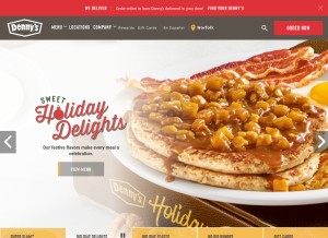 How dennys.com looks like on a tablet such as an iPad.